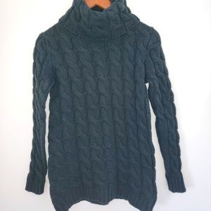 Forever 21 Dark Teal Cable Knit Turtleneck Sweater